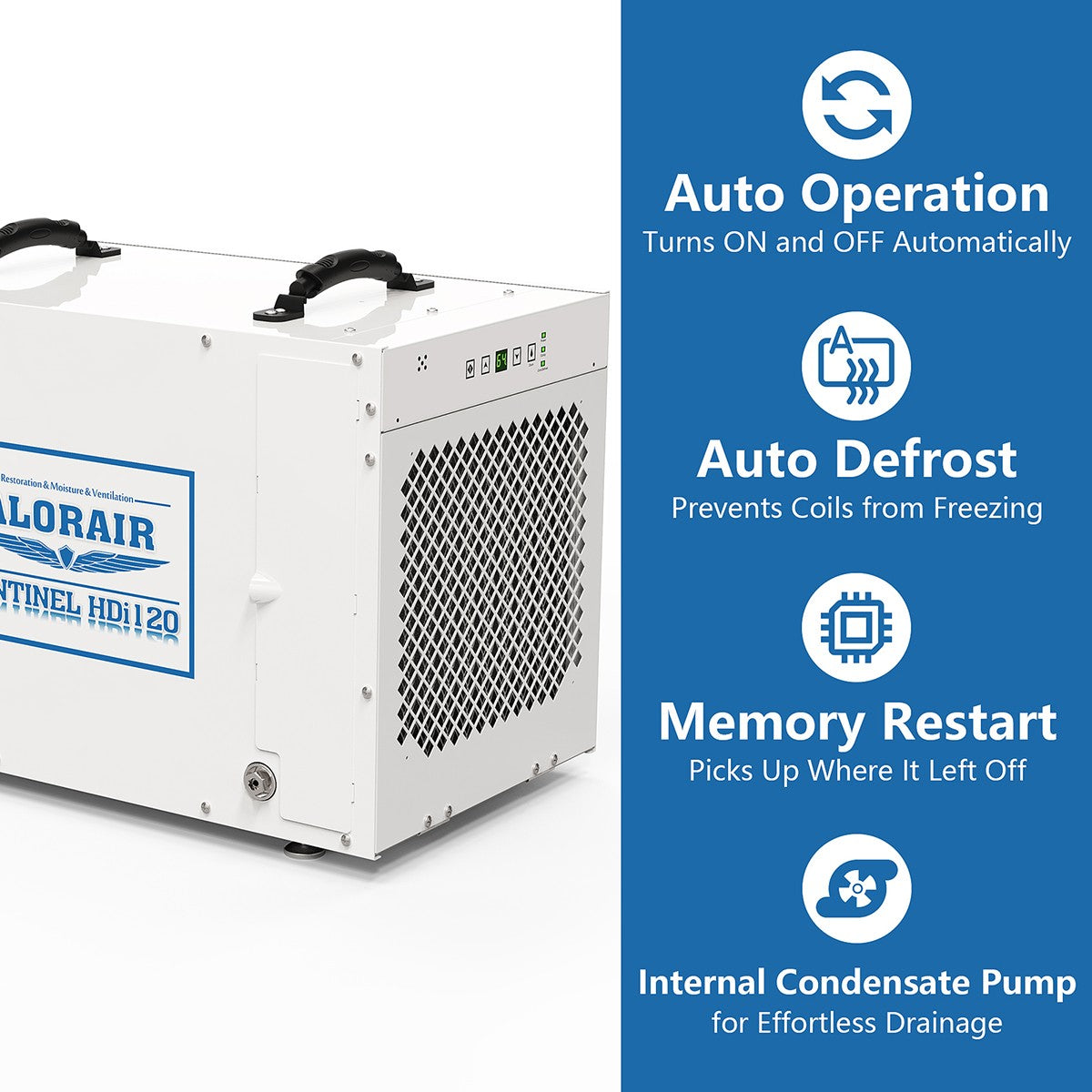 AlorAir Sentinel 120 Pint Whole Home, Crawl Space & Basement Dehumidifier - Infographic