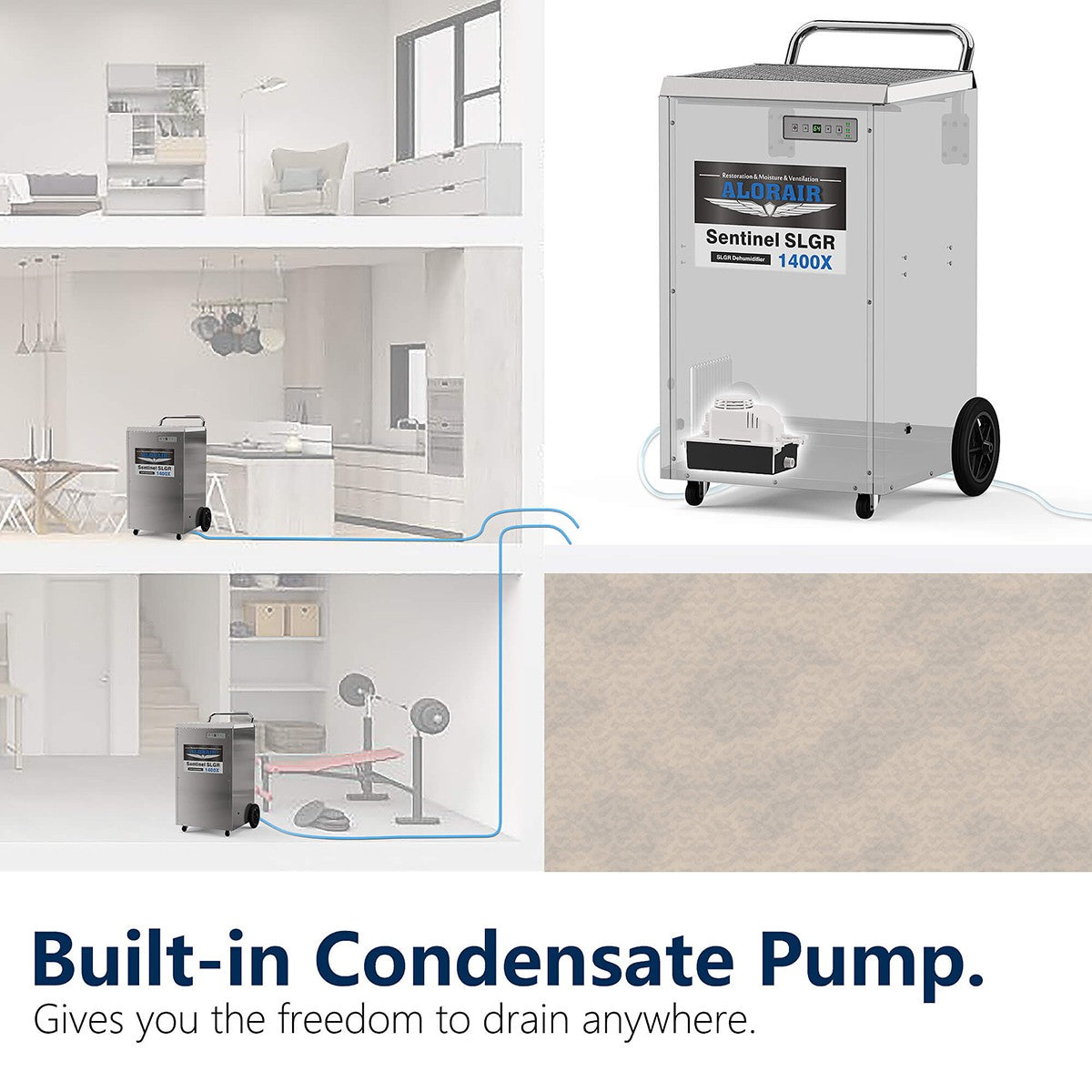 AlorAir Sentinel 140 Pint Basement & Crawl Space Dehumidifier - Infographic