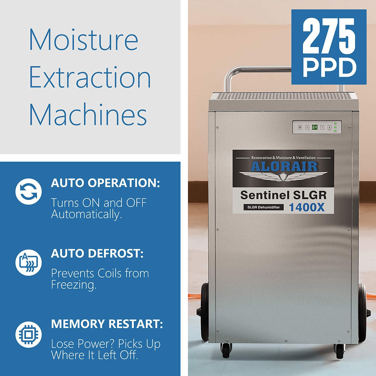 AlorAir Sentinel 140 Pint Basement & Crawl Space Dehumidifier - Infographic