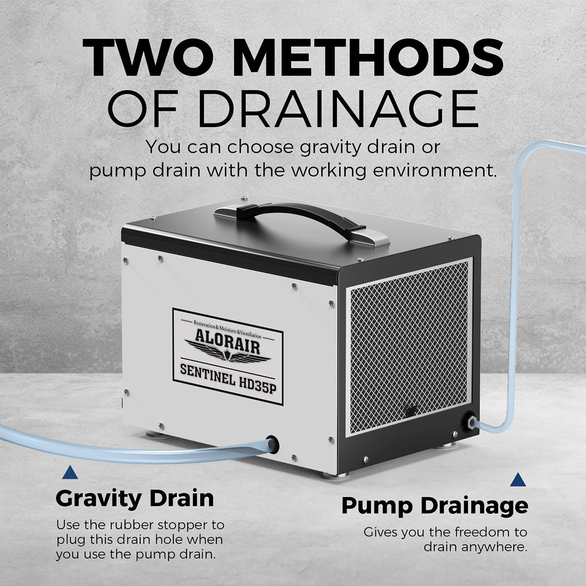 AlorAir Sentinel 35 Pint at AHAM Dehumidifier for Crawl Spaces or Basements Up to 1,000 Sq. Ft. - Drain