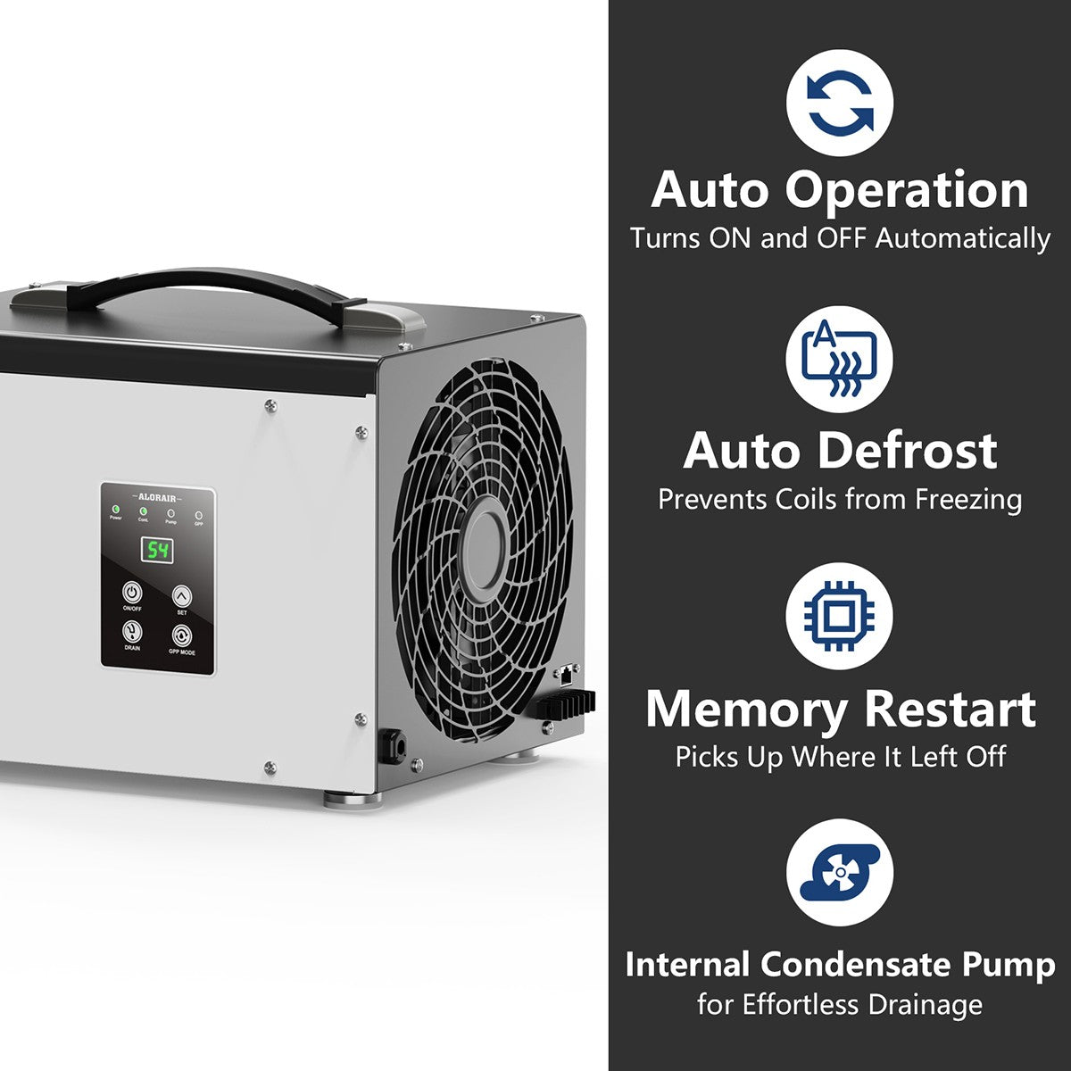 AlorAir Sentinel 35 Pint at AHAM Dehumidifier for Crawl Spaces or Basements Up to 1,000 Sq. Ft. - Features