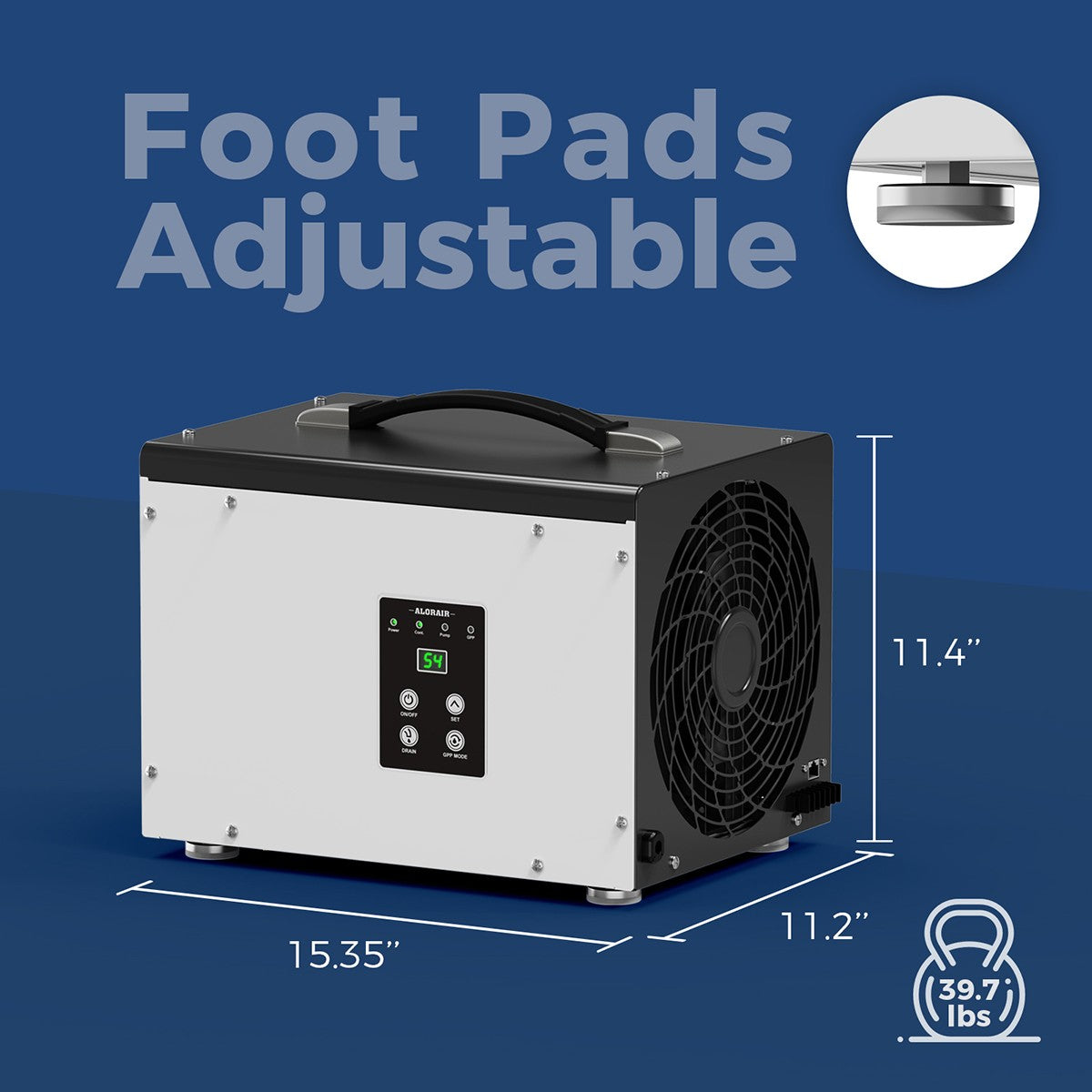 AlorAir Sentinel 35 Pint at AHAM Dehumidifier for Crawl Spaces or Basements Up to 1,000 Sq. Ft. - Foot Pads