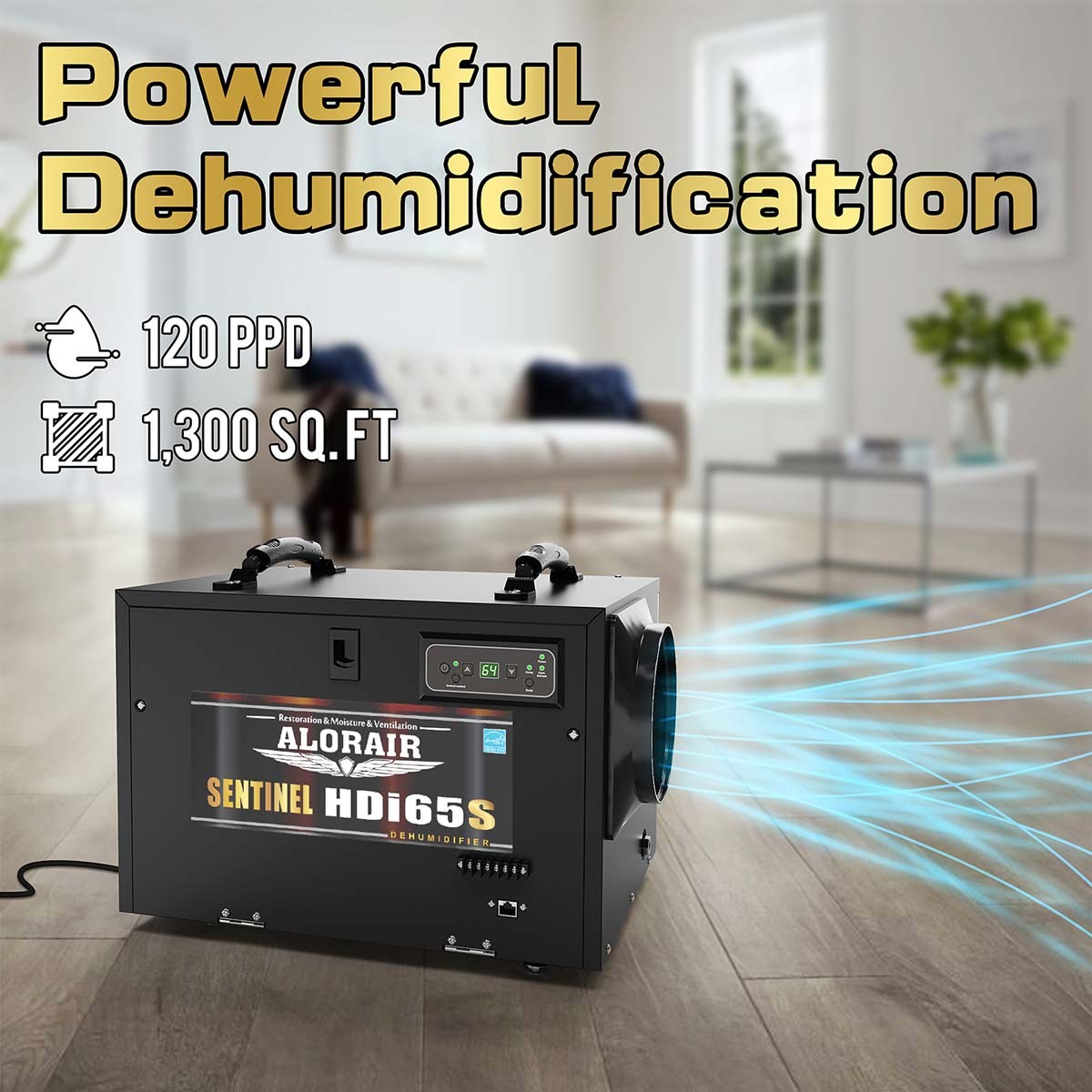 AlorAir Sentinel 55 Pint at AHAM Dehumidifier With Pump for Crawl Spaces or Basements Up to 1,300 Sq. Ft., Black - Dehumidification