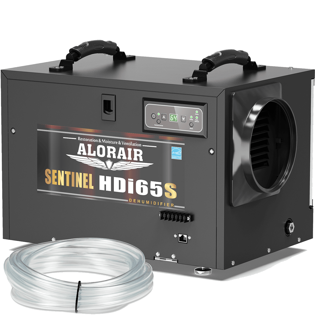 AlorAir Sentinel 55 Pint at AHAM Dehumidifier With Pump for Crawl Spaces or Basements Up to 1,300 Sq. Ft., Black - Hose