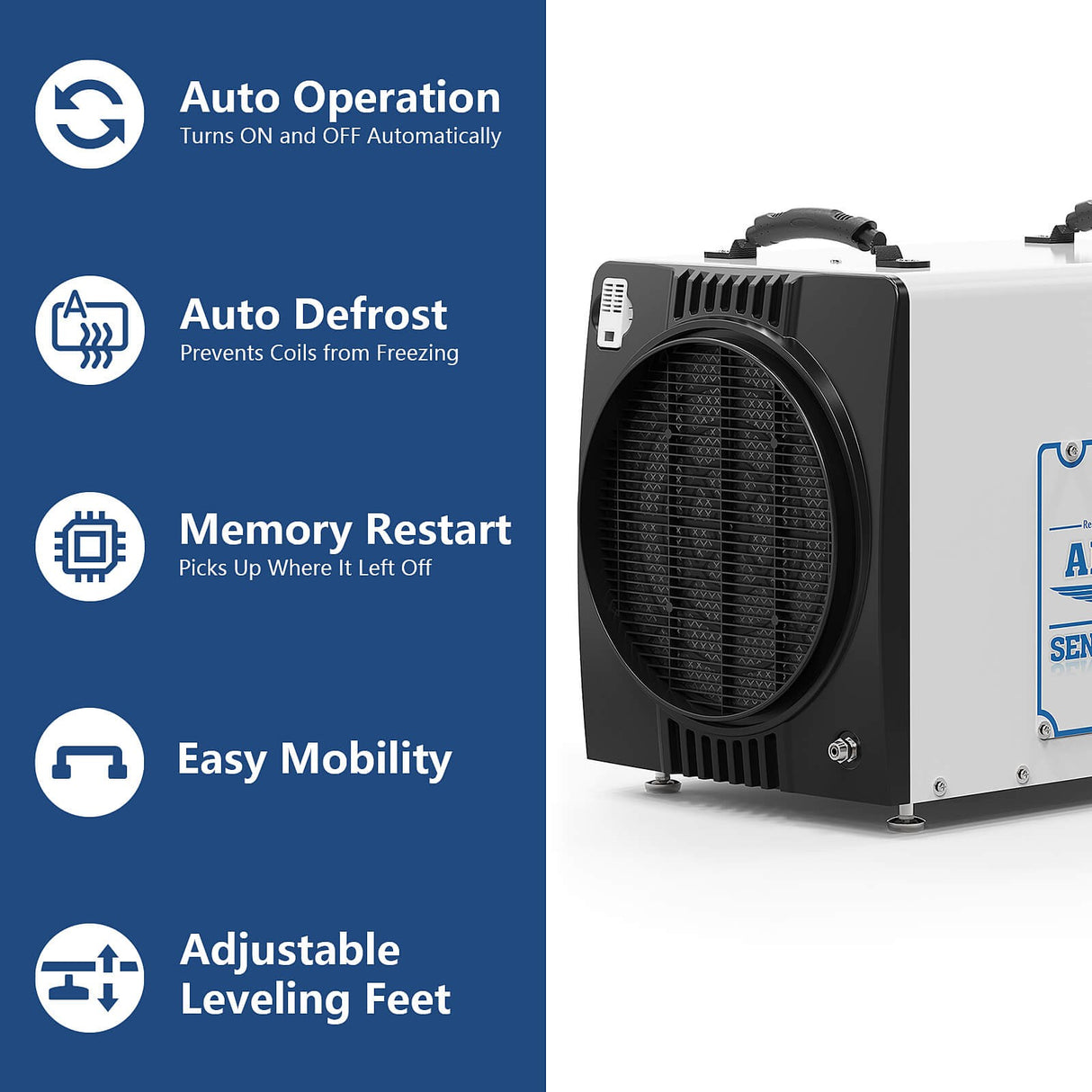 AlorAir Sentinel Energy Star 90 Pint at AHAM Dehumidifier for Crawl Spaces, Basements, or Water Damage Up to 2,600 Sq. Ft. Ducted - Features
