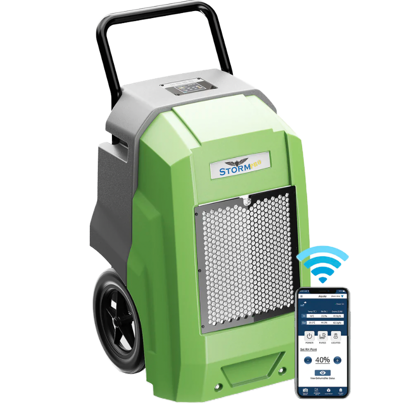 AlorAir Storm Pro Commercial Dehumidifier - Green with Phone