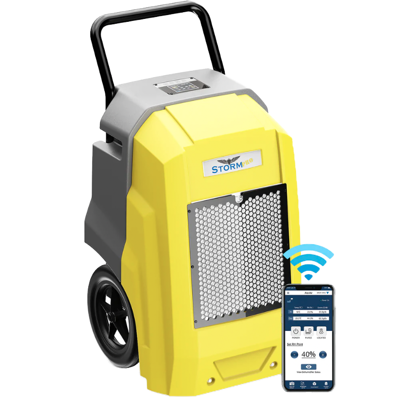 AlorAir Storm Pro Commercial Dehumidifier - Yellow with Phone