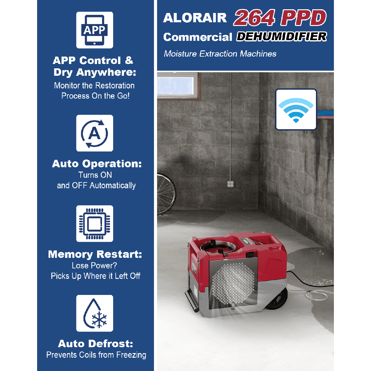 AlorAir Storm SLGR 1250X Smart Wi-Fi Commercial Dehumidifier - red - specs