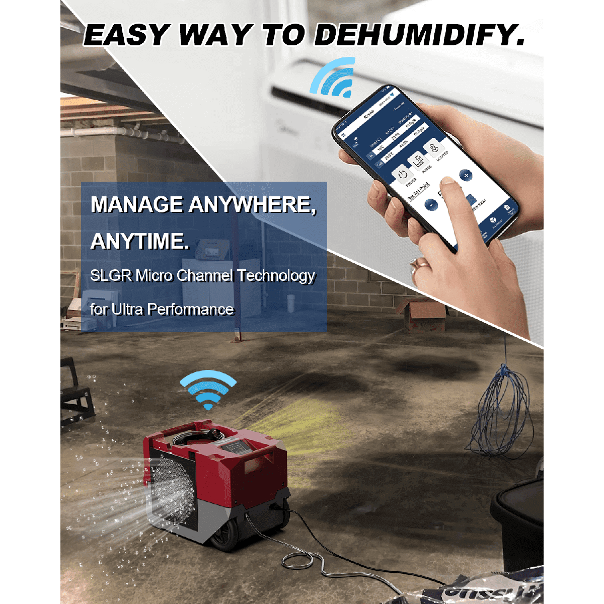 AlorAir Storm SLGR 1250X Smart Wi-Fi Commercial Dehumidifier - red - wi-fi