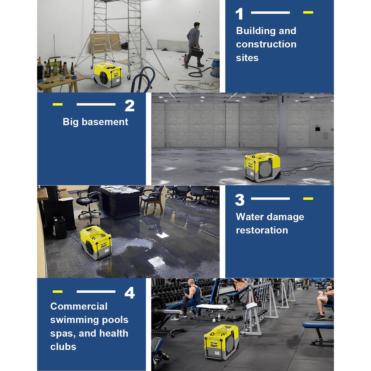 AlorAir Storm SLGR 1250X Smart Wi-Fi Commercial Dehumidifier - yellow - locations