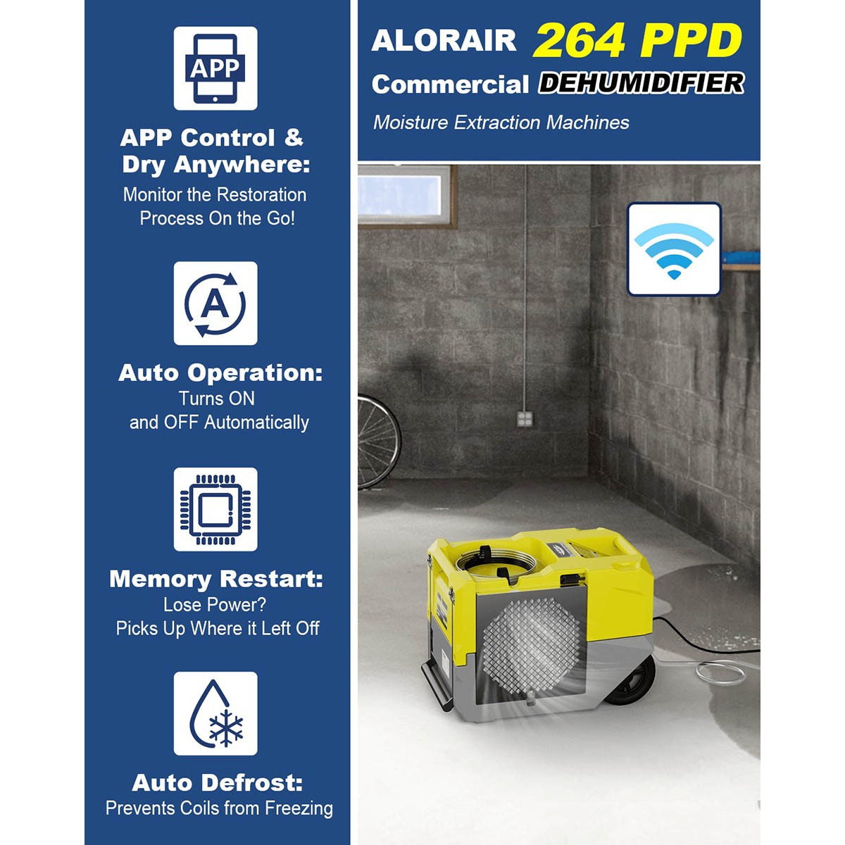 AlorAir Storm SLGR 1250X Smart Wi-Fi Commercial Dehumidifier - yellow - specs