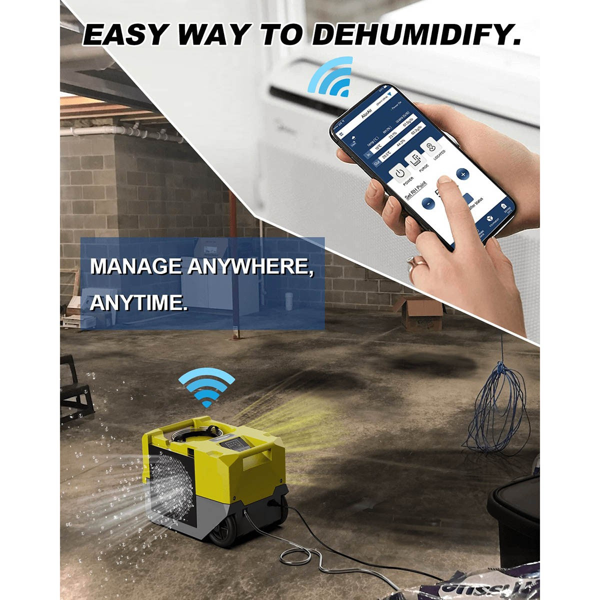 AlorAir Storm SLGR 1250X Smart Wi-Fi Commercial Dehumidifier - yellow - wi-fi