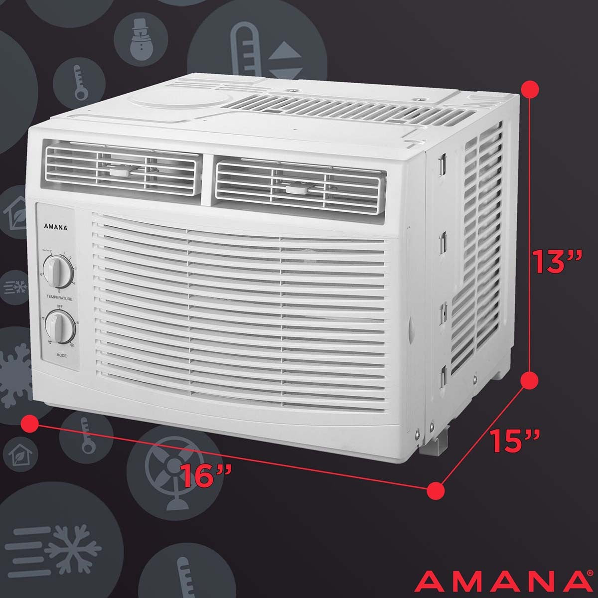 Amana 5,000 BTU Window Air Conditioner w/ Mechanical Controls - Measurements