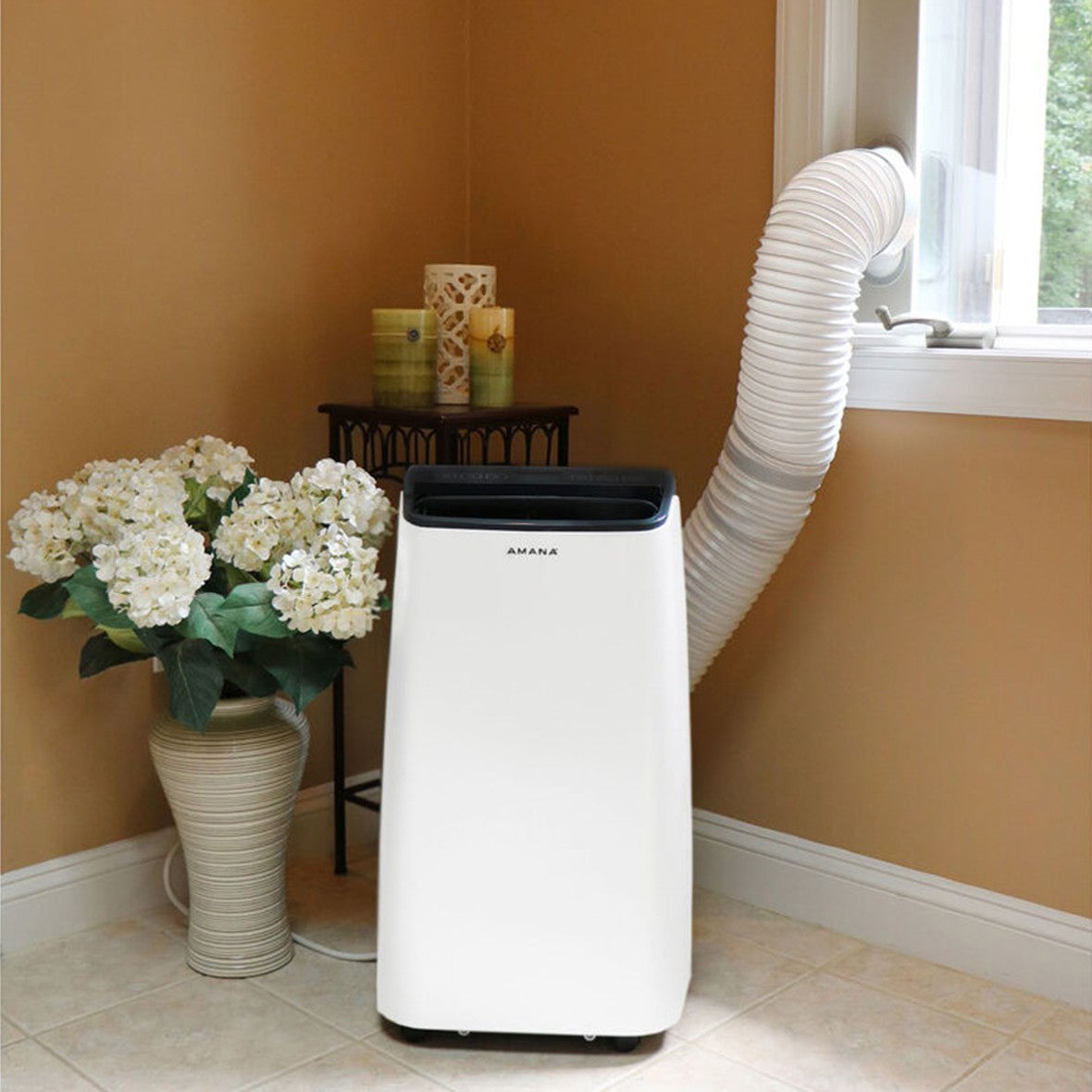 Amana 10,000 BTU Portable Air Conditioner Black/White - in Sliding Window