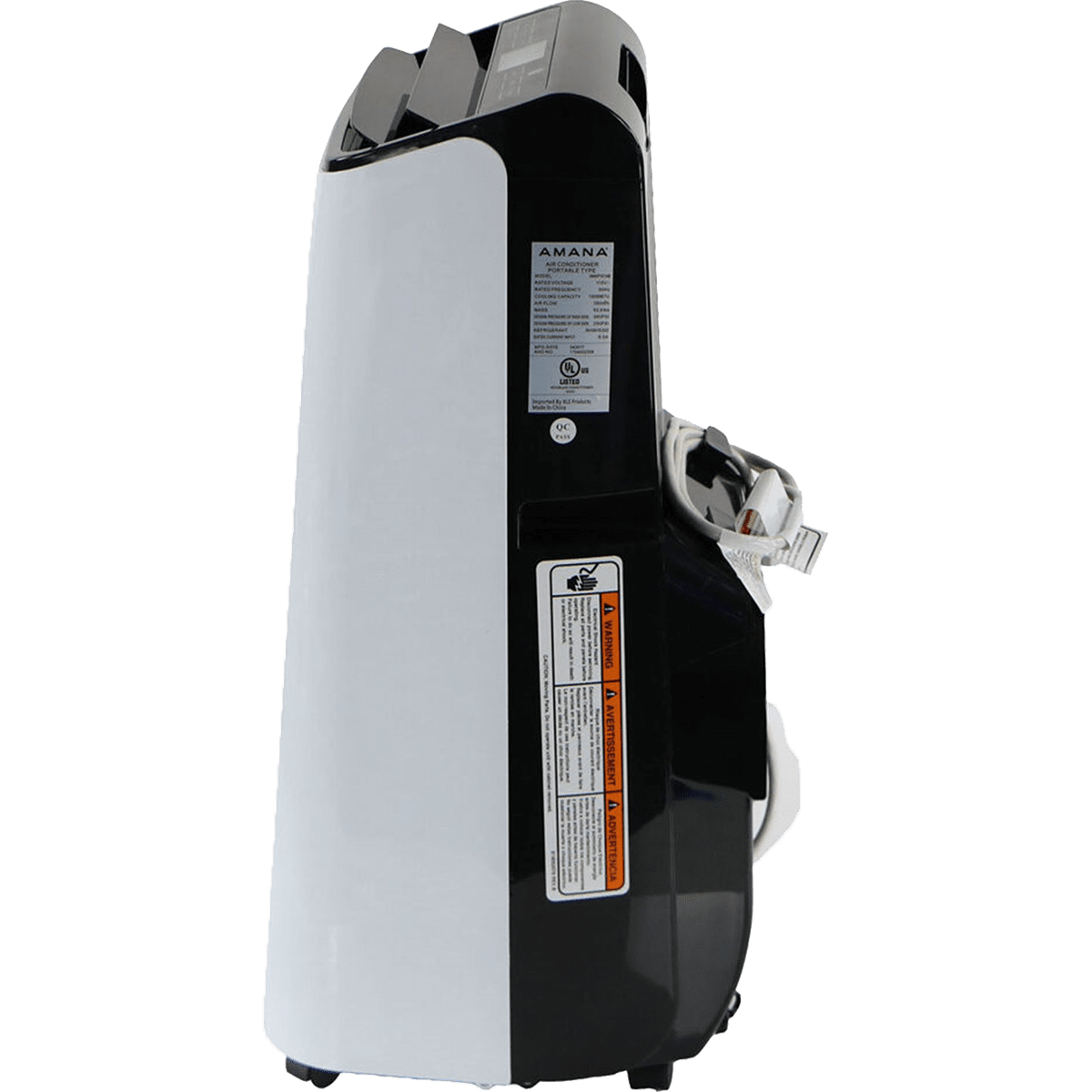 Amana 10,000 BTU Portable Air Conditioner Black/White - Left Side