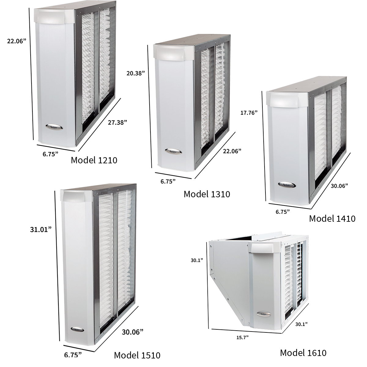Aprilaire 1000 Series Whole House Air Cleaners - Dimensions