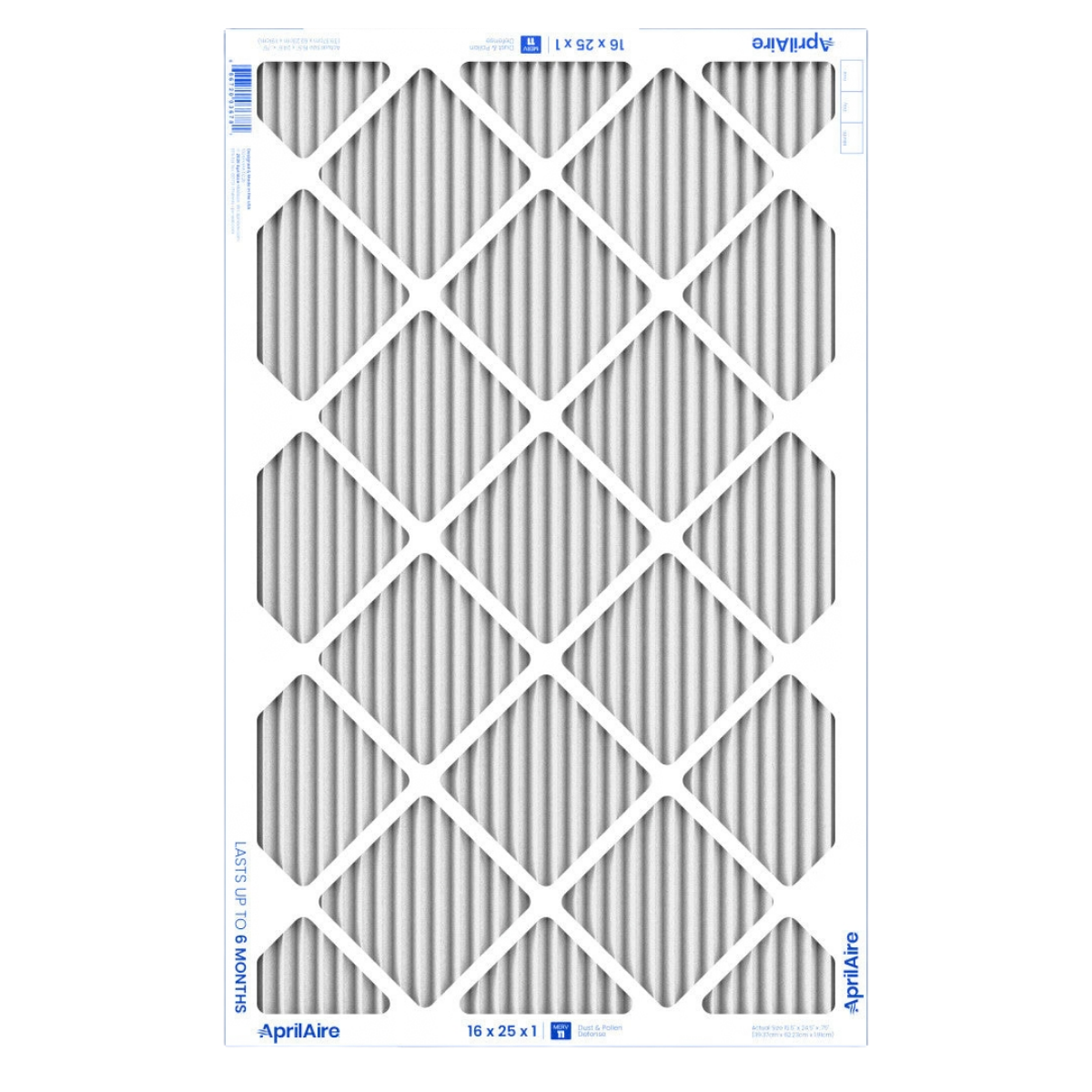 Aprilaire 16-Inch Wide MERV 11 TriPure 1-Inch Filter A16251 - Back
