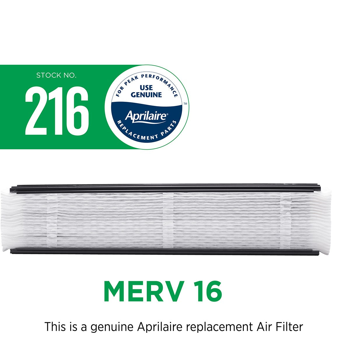Aprilaire 216 MERV 16 Allergy & Asthma Replacement Filter (20x25) - Genuine Aprilaire