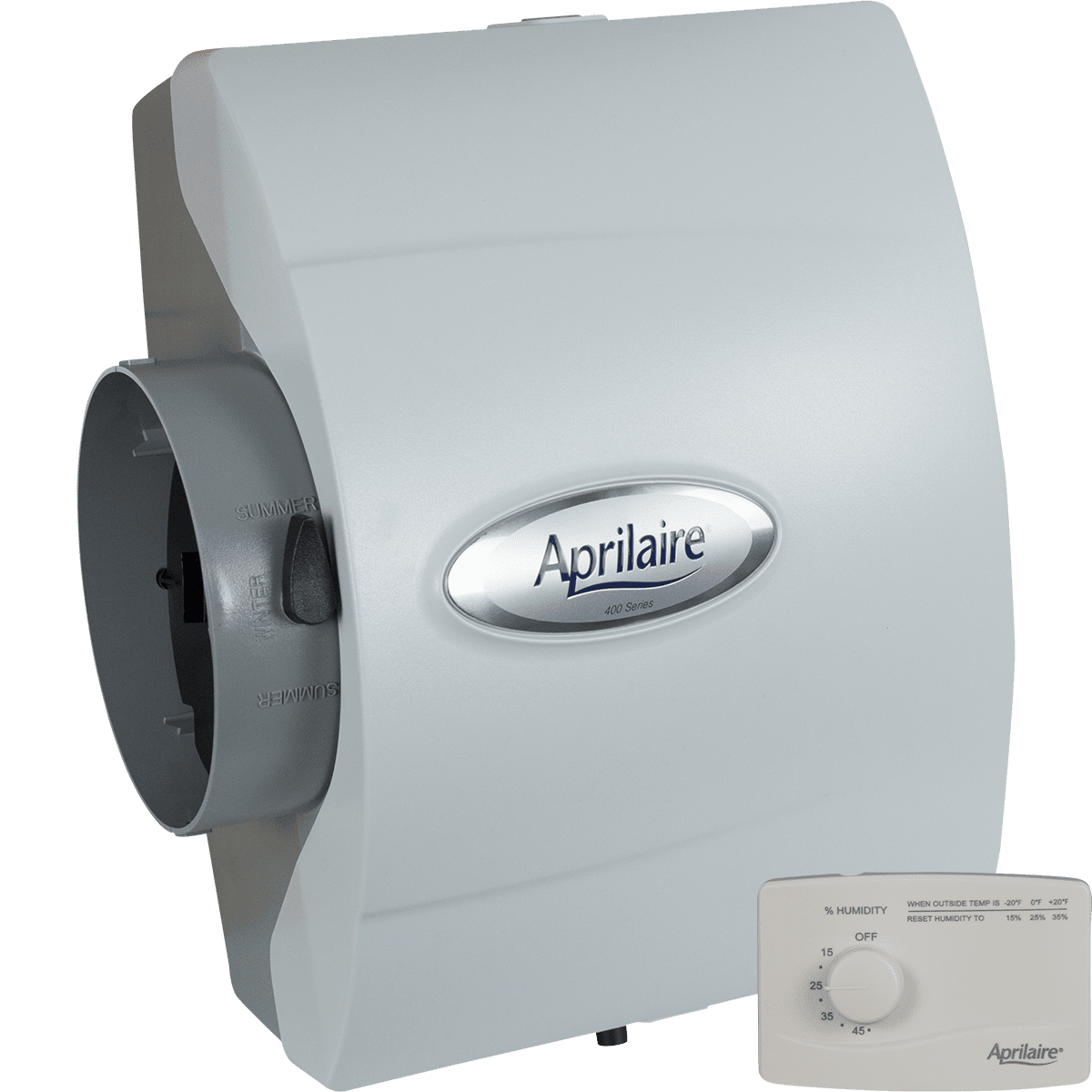 Aprilaire Model 400 Drainless Bypass Humidifier - manual controls