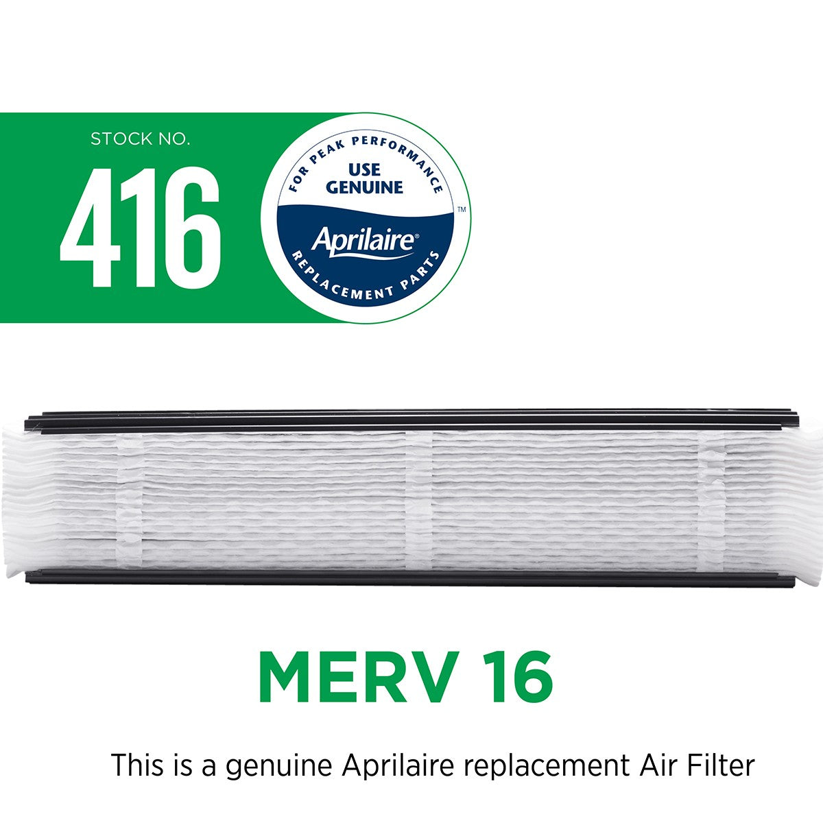 Aprilaire 416 MERV 16 Allergy & Asthma Replacement Filter (16x25) - Genuine Aprilaire