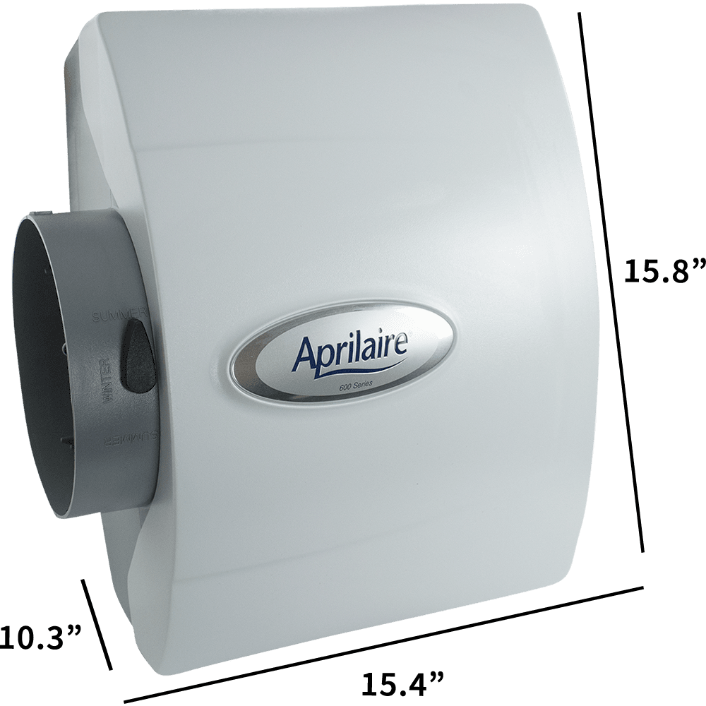 Aprilaire Model 600 Large Bypass Humidifiers - dimensions