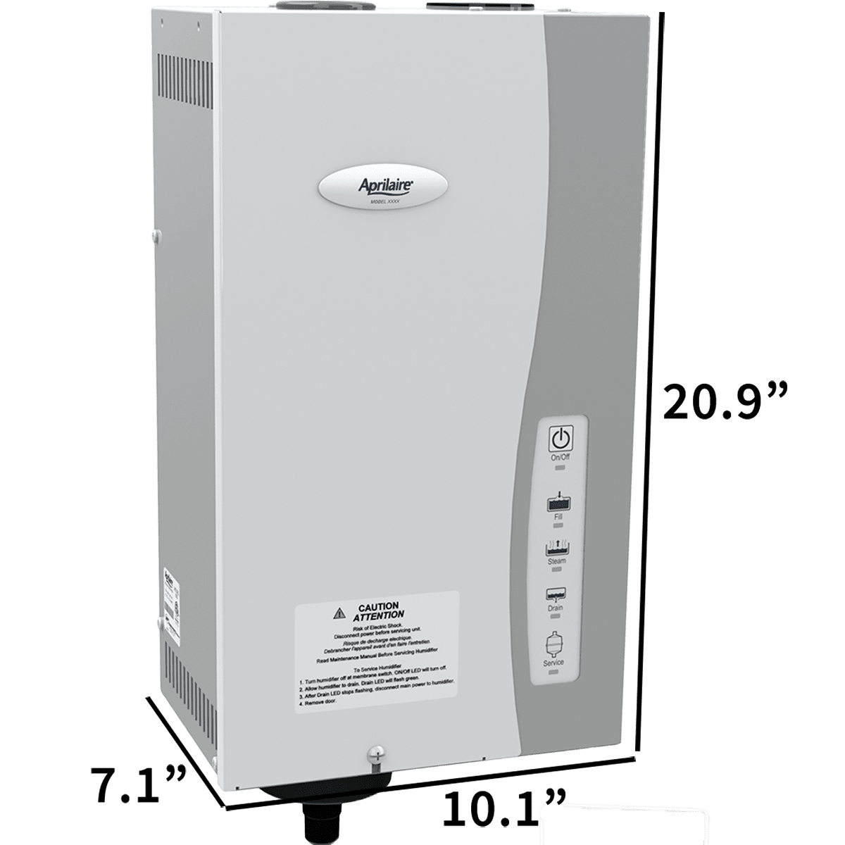 Aprilaire 801 Modulating Steam Humidifier - Dimensions