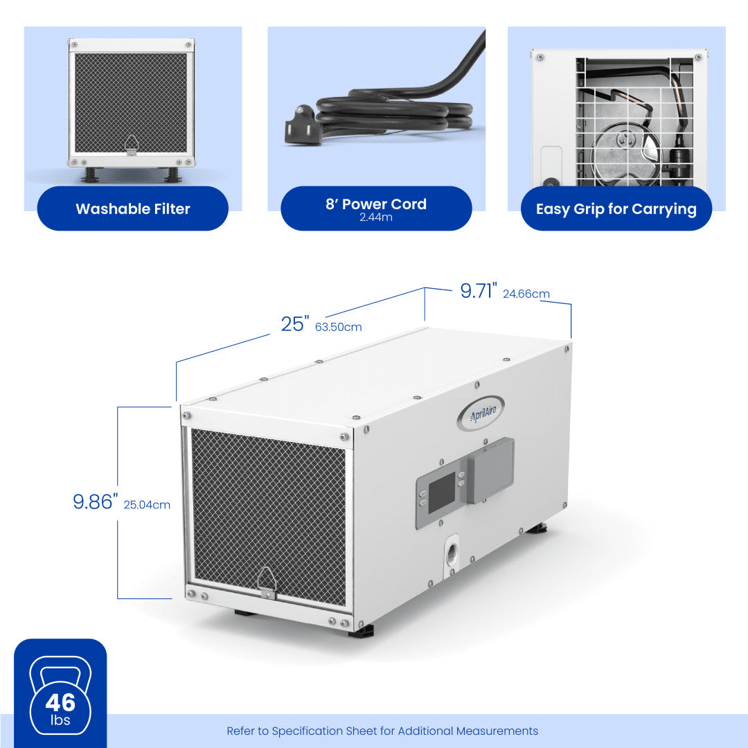Aprilaire E050 Dehumidifier - Dimensions
