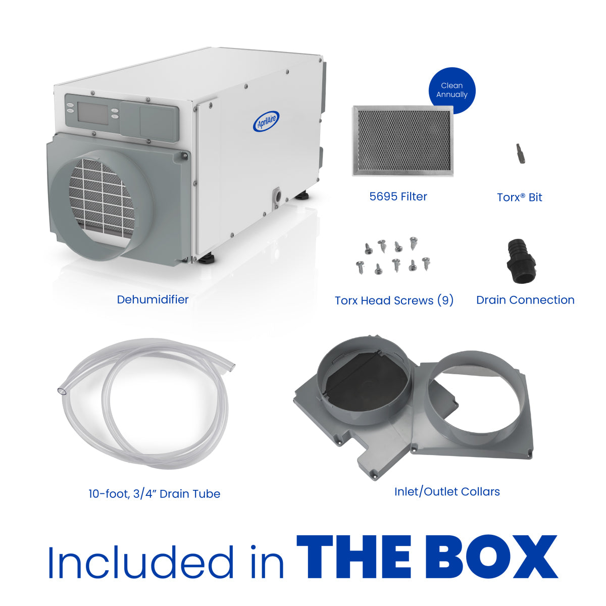 Aprilaire E070 70 Pint Dehumidifier - In the Box Infographic