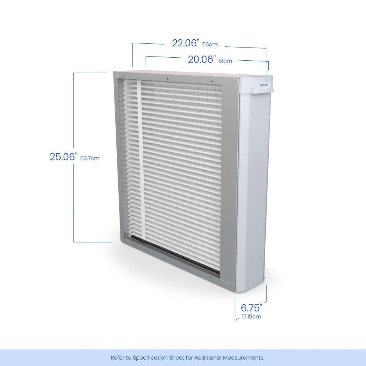 Aprilaire U191 25x20 in. MERV 11 TriPure 3 in. Filtration Whole House Media Air Cleaner - Dimensions