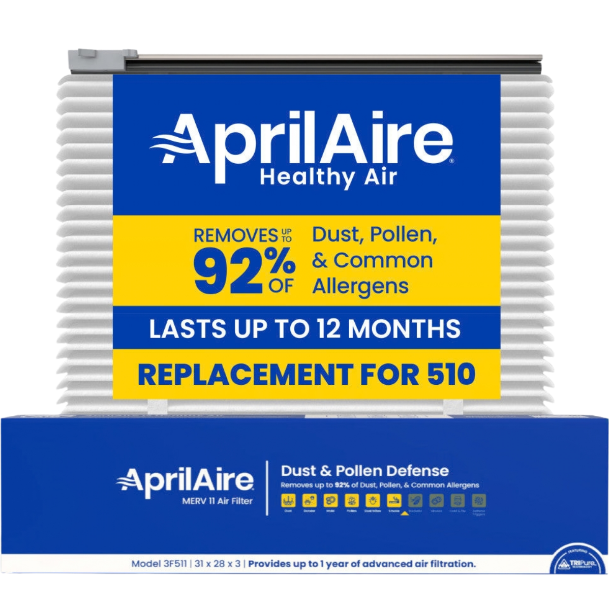 Aprilaire UK511/513 31x28x3 in. TriPure Filter + One-Time Upgrade Rail Kit 510 Filter - Main