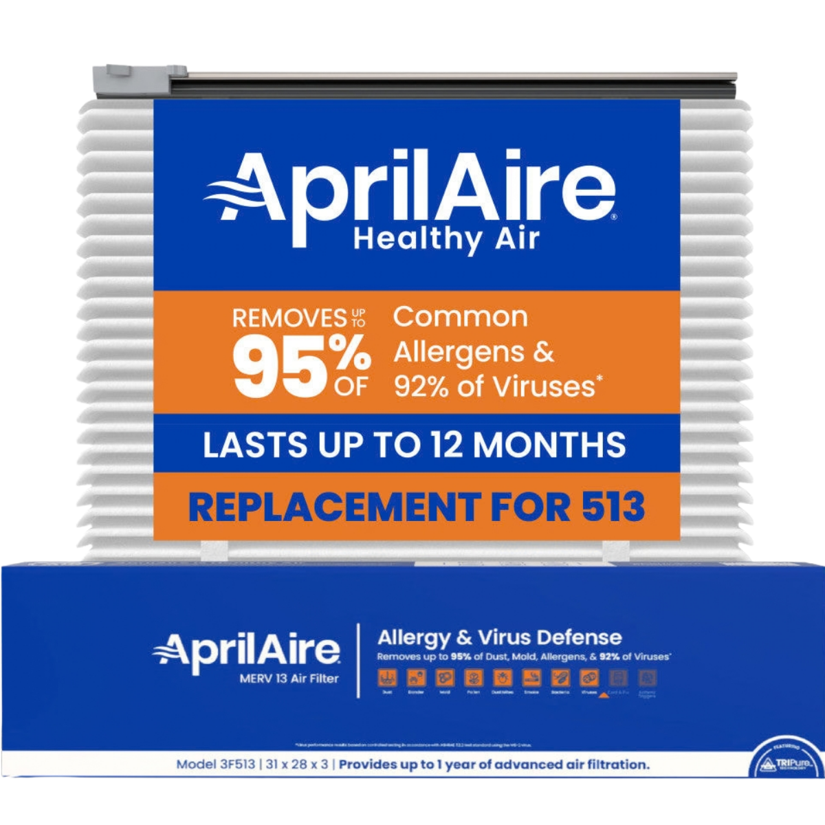 Aprilaire UK511/513 31x28x3 in. TriPure Filter + One-Time Upgrade Rail Kit - 513 Filter