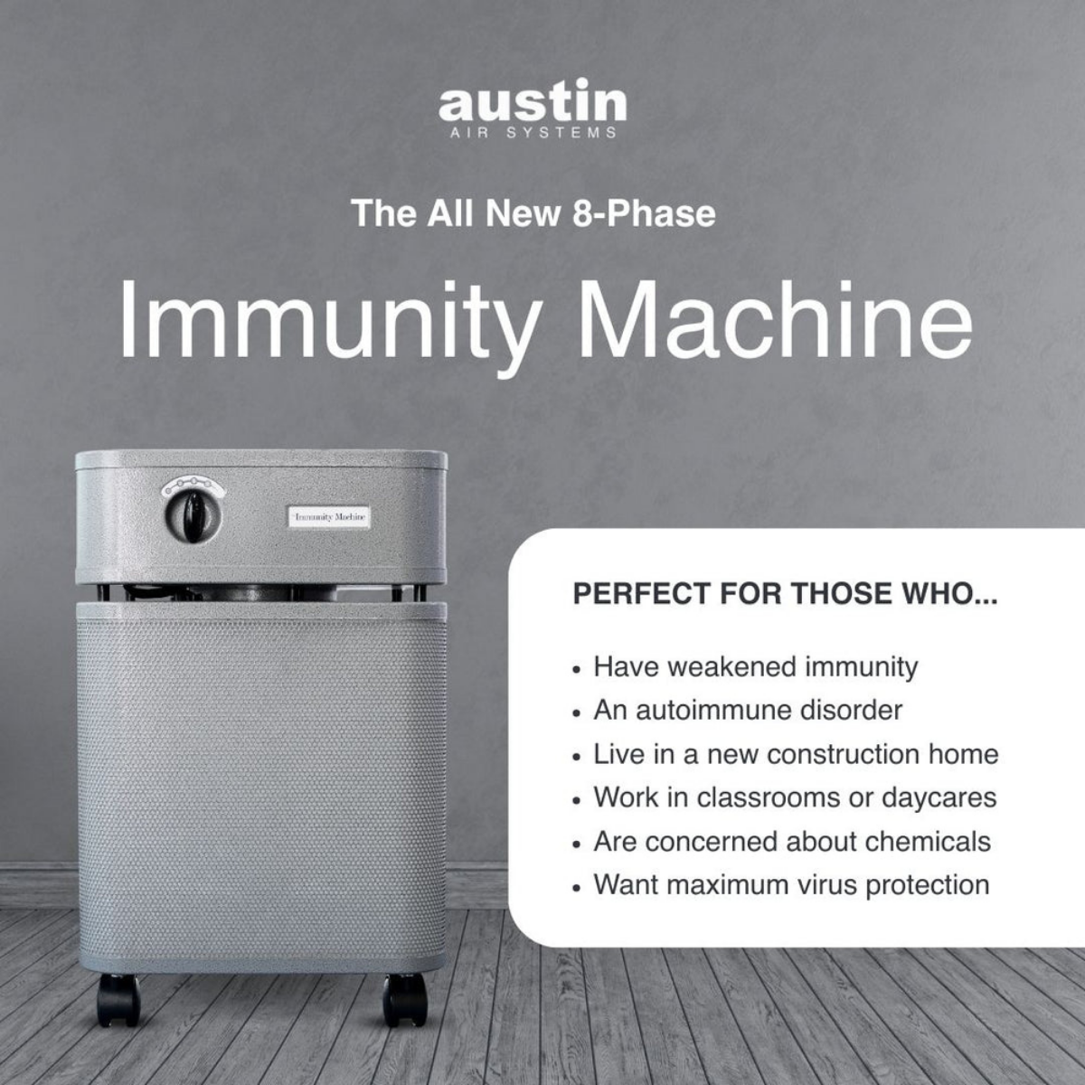 Austin Air Immunity Machine Air Purifier - Infographic 1