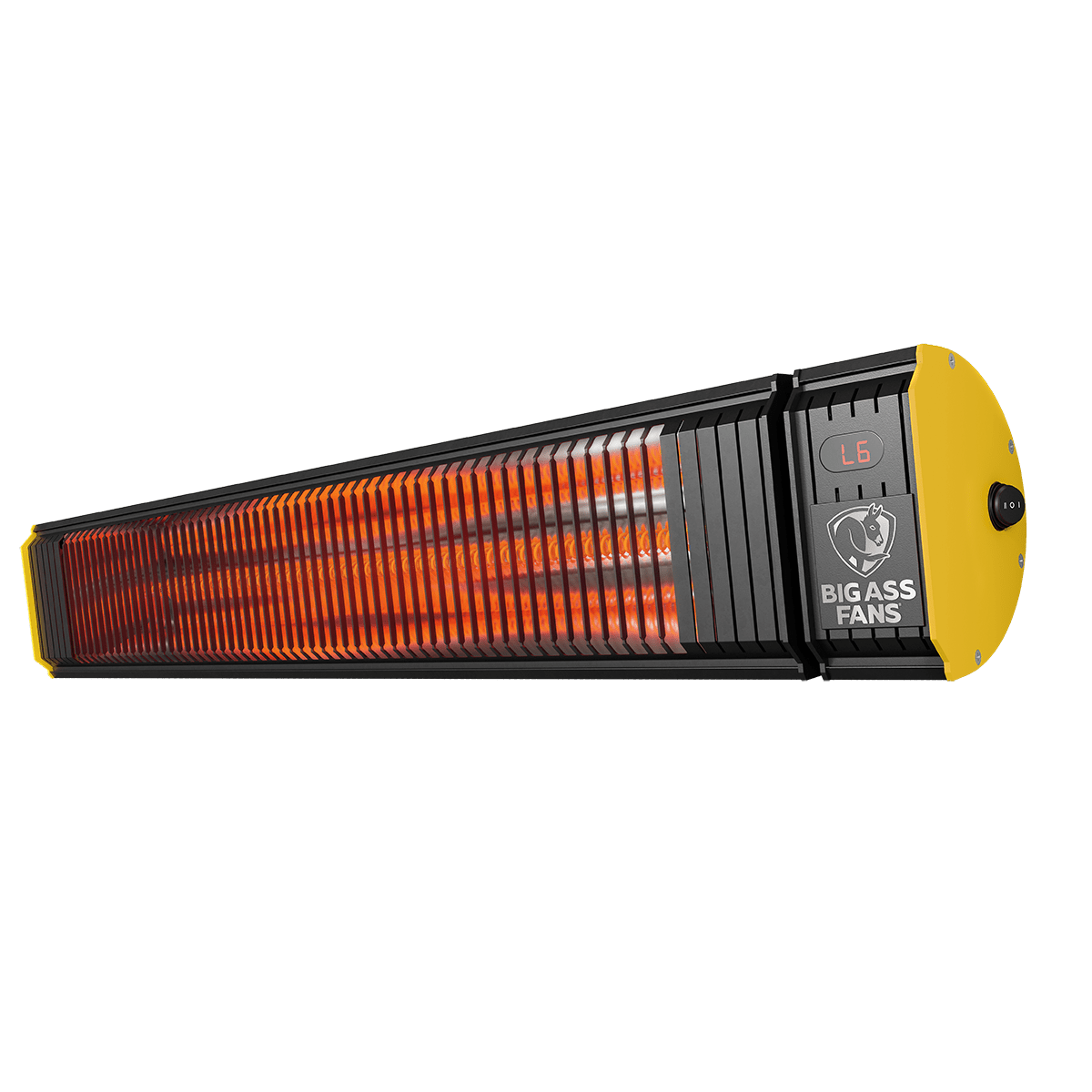 Big Ass Fans 240V Obsidian Electric Heater - Angle with Heat