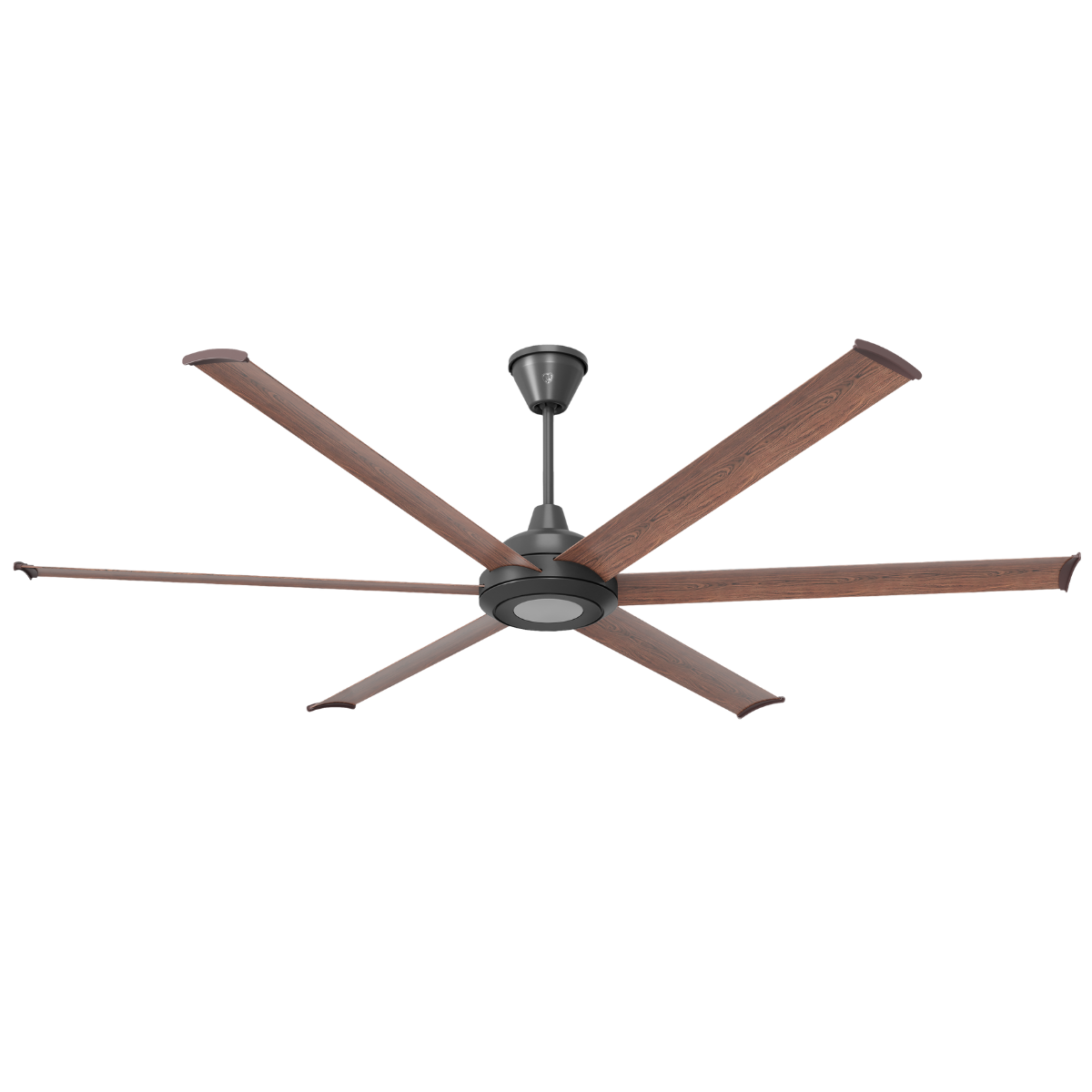 Big Ass Fans Bison 84 in. Smart Walnut Blades Universal Mount Ceiling Fan - Black w/ LED Lights