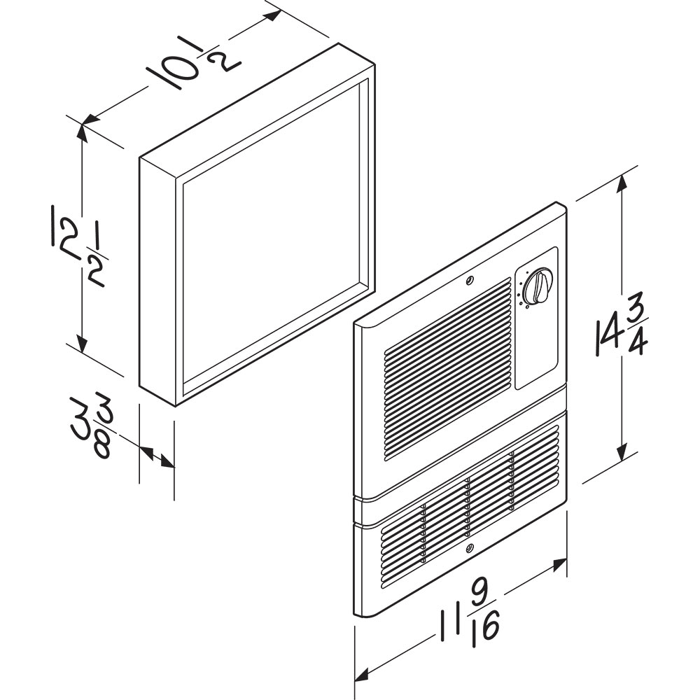 Broan High Capacity Wall Heater with Built-In Thermostat - Dimensions