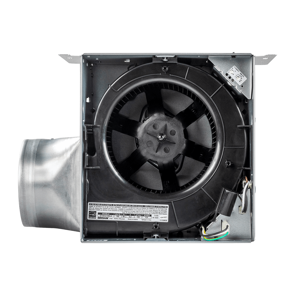 Broan QTXEG110 Bathroom Exhaust Fan - Housing Angle 1