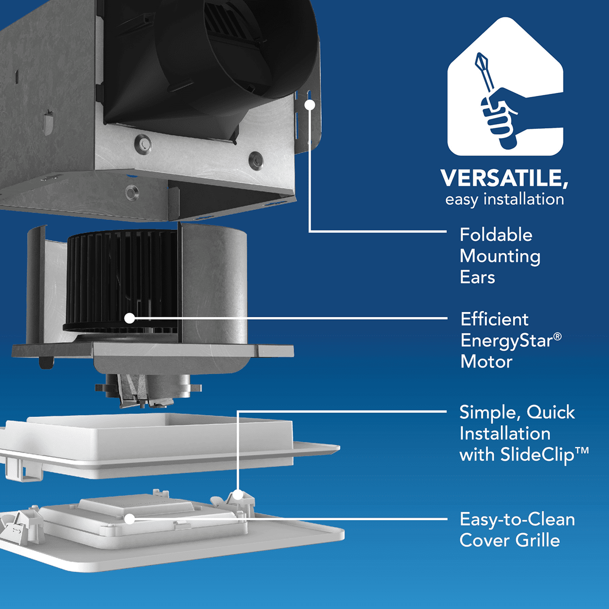 Broan Roomside Series BE6 Bathroom Exhaust Fan w/ LED Light - Infographic 4