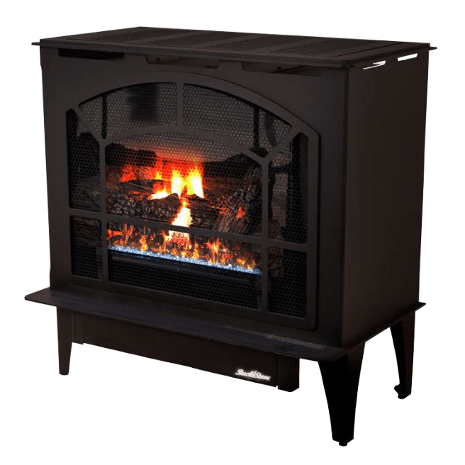 Buck Stove Townsend II 26.5" Steel Ventless Gas Stove - Black Angle 2