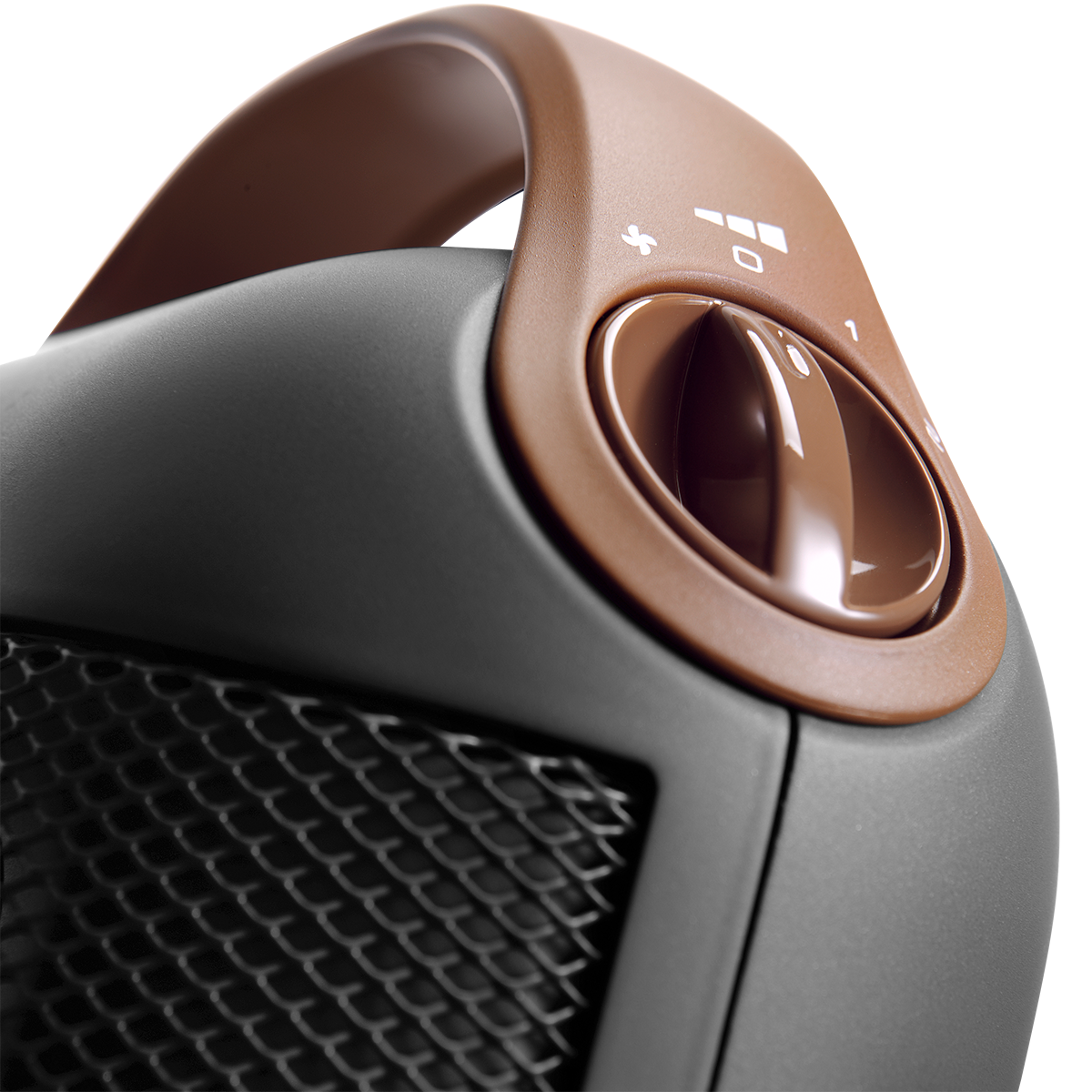 DeLonghi Capsule Ceramic Heater - Gray controls