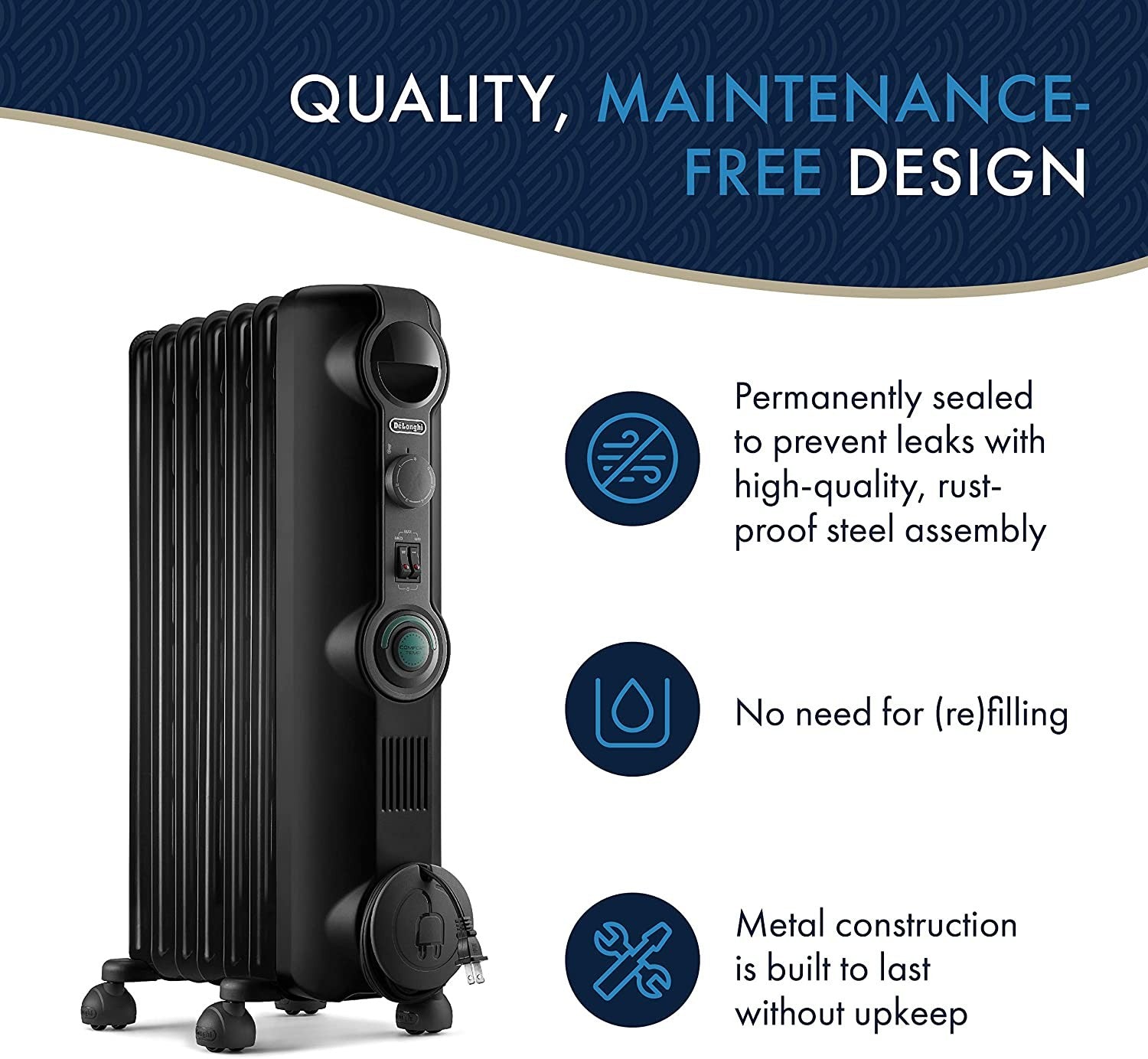DeLonghi Comfort Temp Full Room Radiant Heater - quality maintenance free design