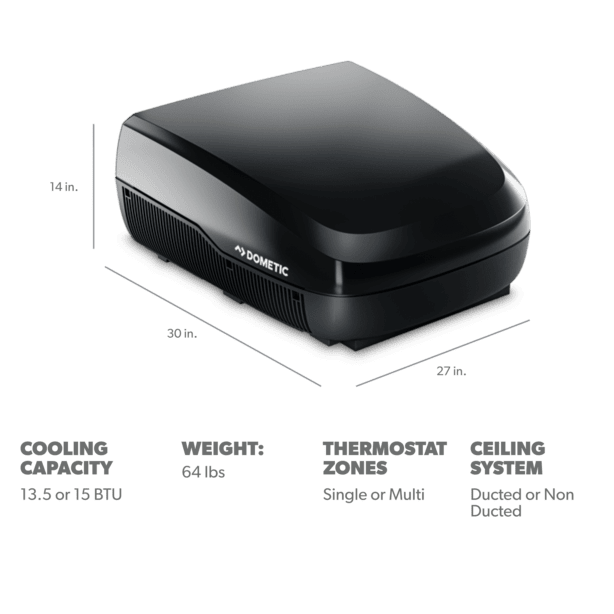 Dometic FreshJet 3 Series 13,500 BTU Rooftop RV Air Conditioner - black - measurements