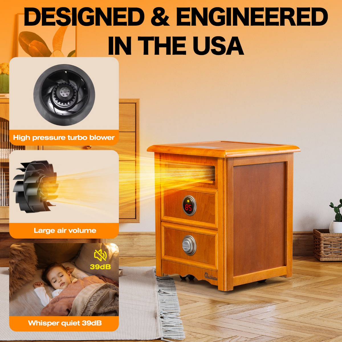 Dr. Infrared Heater Nightstand Heater  DR-999 1500 Watt - Infographic 3