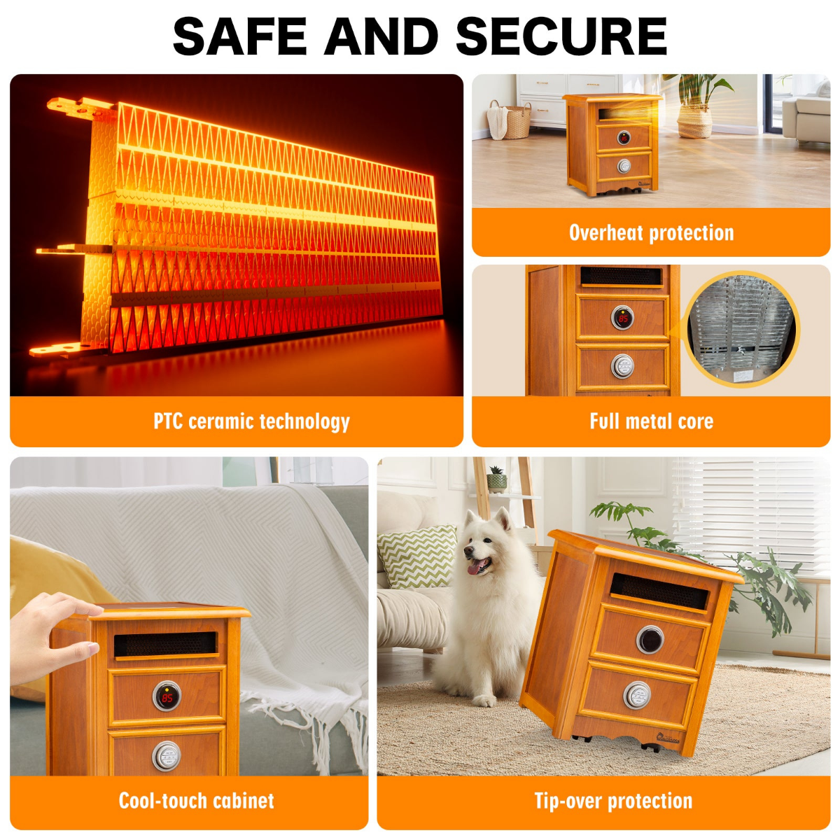 Dr. Infrared Heater Nightstand Heater  DR-999 1500 Watt - Infographic 4