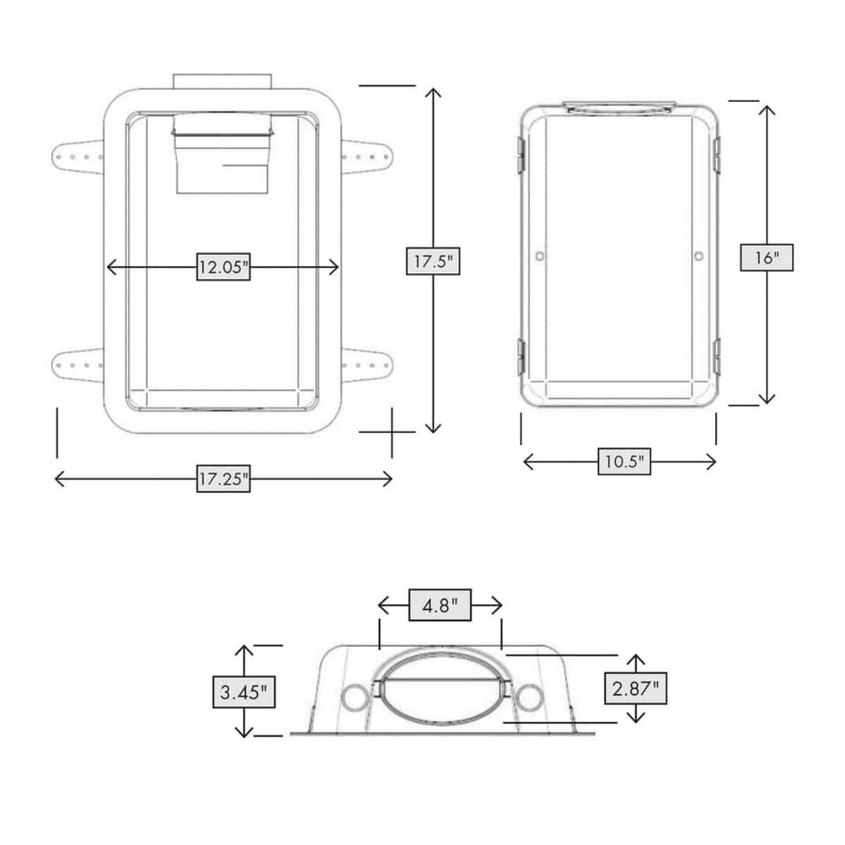 Dundas Jafine DRB4XZW Recessed Dryer Vent Box - Dimensions