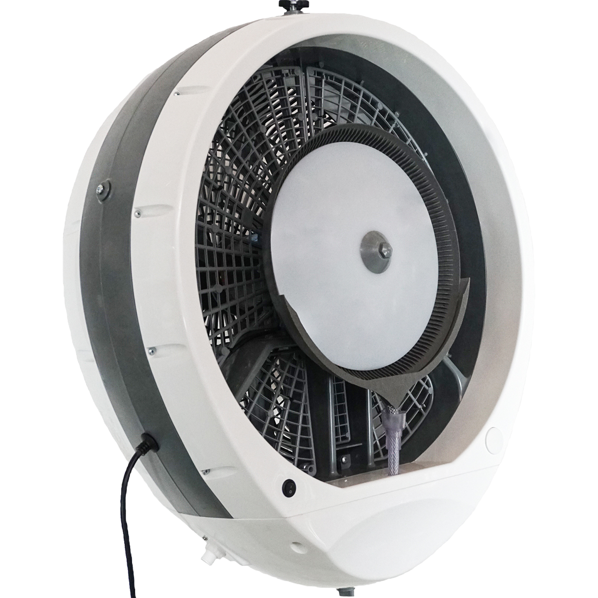 EcoJet by Joape Cyclone 737 Wall Mounted Commercial Misting Fan - White - Angle