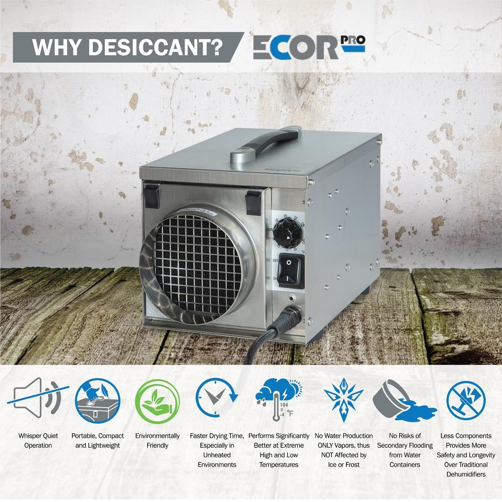 Ecor Pro DryFan 50 Pint Stainless Steel Desiccant Dehumidifier - benefits