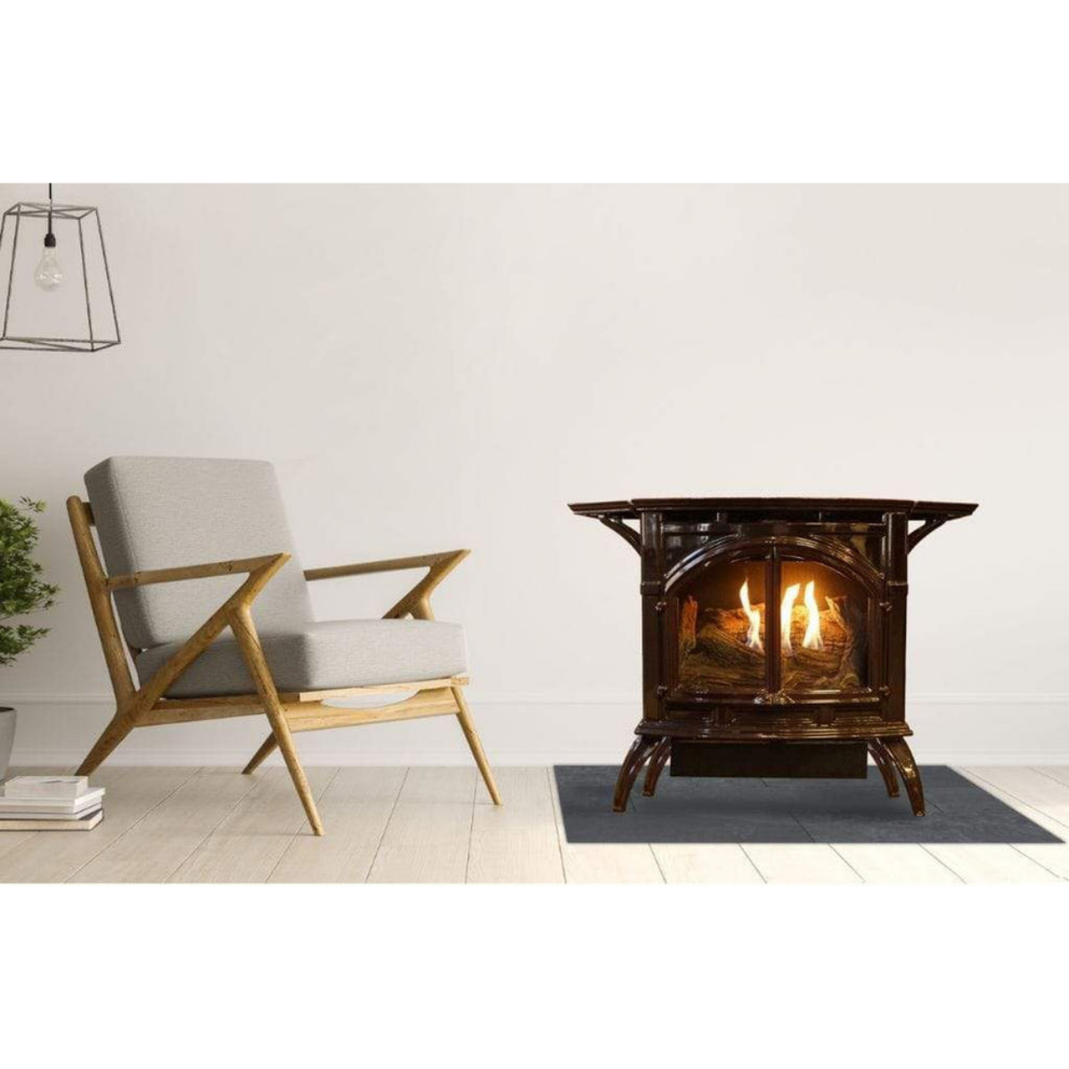 Empire Porcelain Mahogany Vent Free Cast Iron Stove w/ Millivolt Control - Lifestyle 2