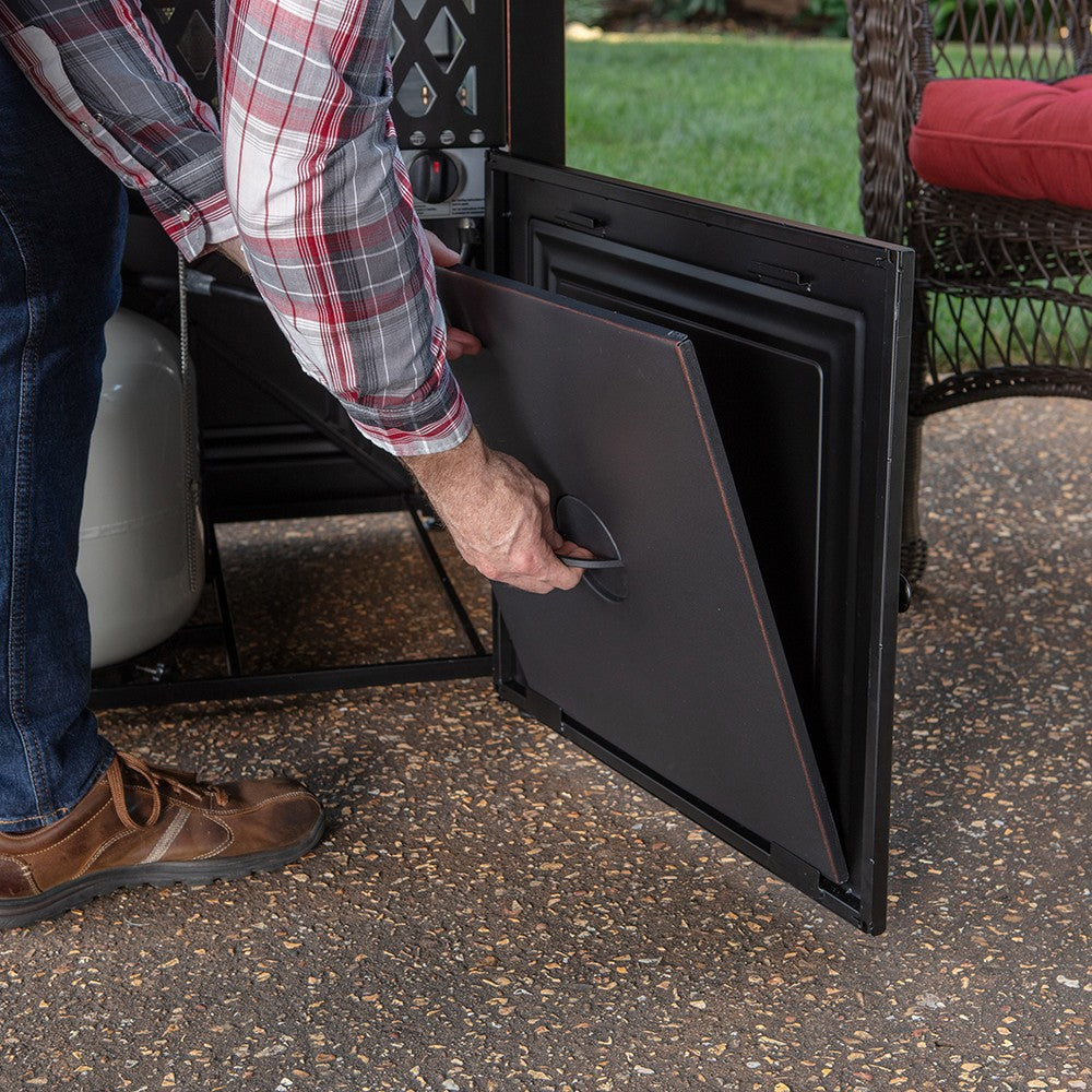 Endless Summer Donovan DualHeat Outdoor LP Gas Fire Pit - Top Storage in Door