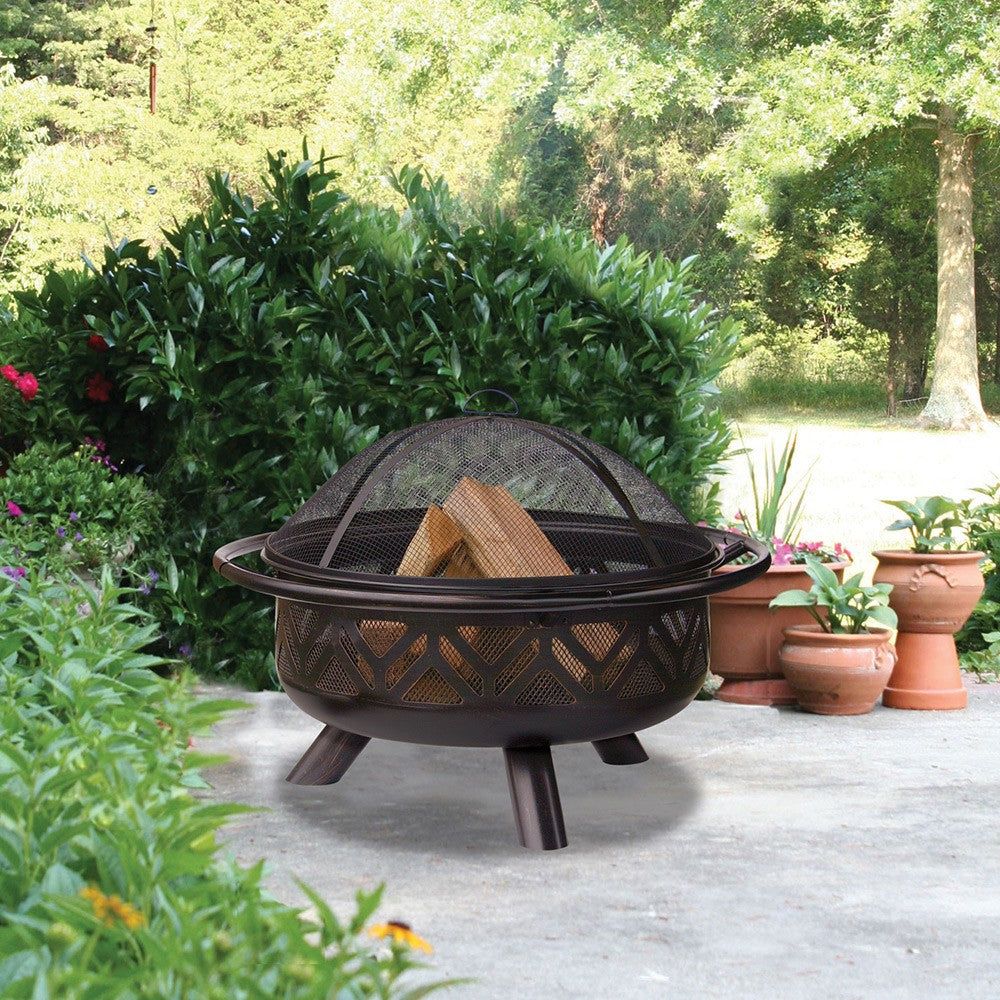 Endless Summer Oil Rubbed Bronze Outdoor Wood Burning Fire Pit - in Garden