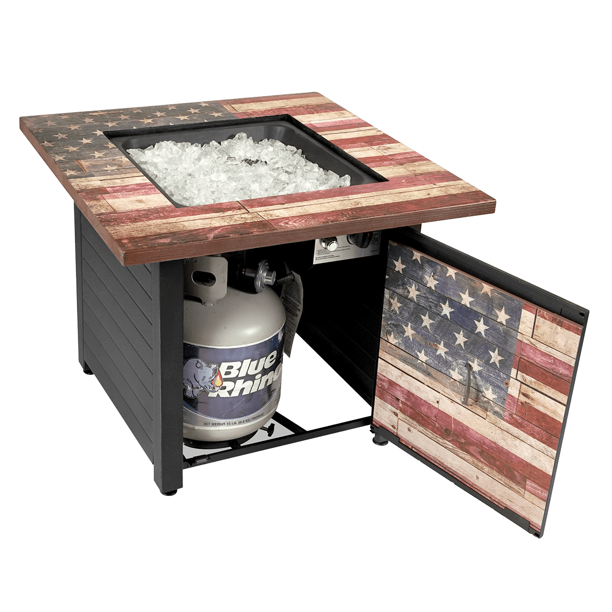 Endless Summer The Liberty Square LP Gas Outdoor Fire Pit - Door Open